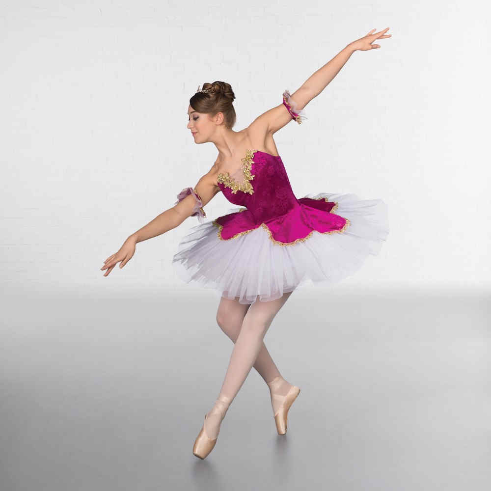 Gold Trimmed Floral Bodice and Attached Upper Skirt The Dancers Shop