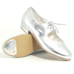 Childrens Silver PU Tap Shoes by Tappers & Pointers - Low Heel