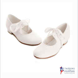 Tappers & Pointers Low Heel White PU Tap Shoes