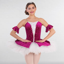 1st Position Embossed Velour Tutu with Glitter Net Top Skirt