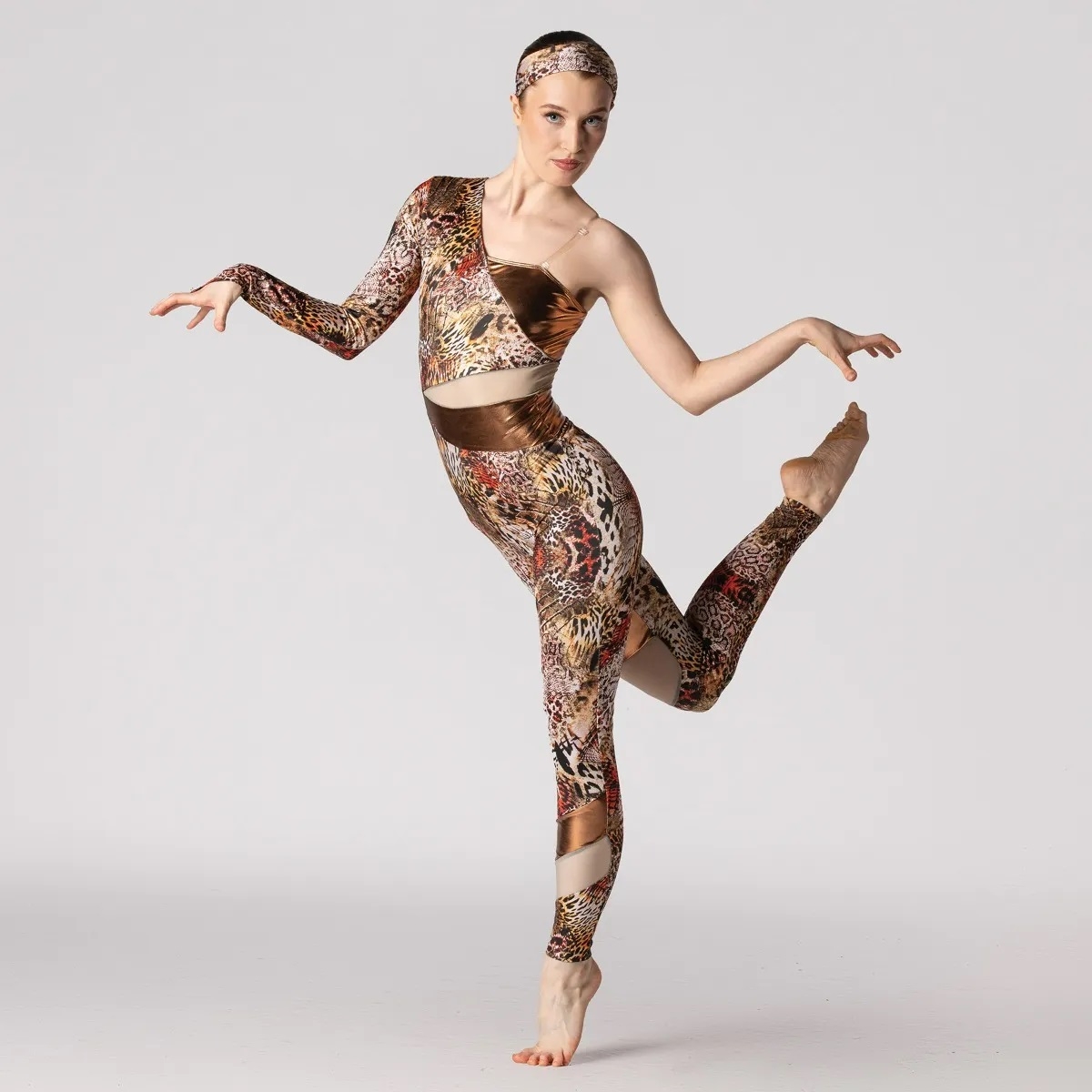 Unisex Cutaway Contrasting Panelled One Shoulder Catsuit Costume
