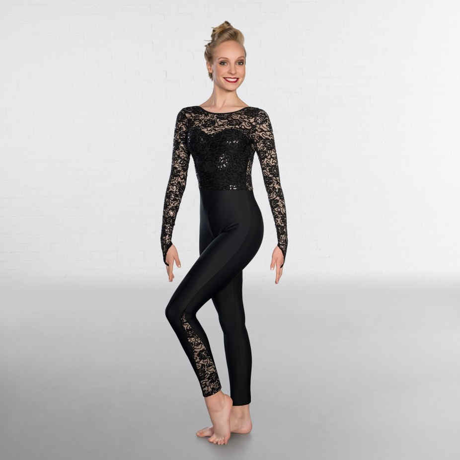 1st Position Ladies Sequin Lace Dance Unitard / Catsuit