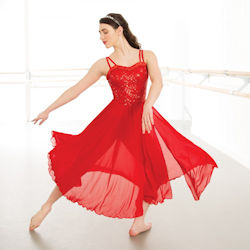 1st Position Long Sequin Red Lyrical Dress