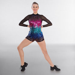 Ladies Ombr Sequinned Adult Dance Unitard