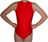 Nylon lycra turtle-neck sleeveless keyhole back leotard - SALE