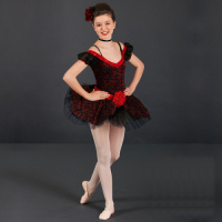 Premium Black/Red Flower Tutu - W1471